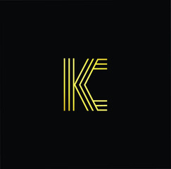 Minimal elegant monogram art logo. Outstanding professional trendy awesome artistic KC CK initial based Alphabet icon logo. Premium Business logo gold color on black background