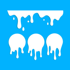 Dripping milk flows down. Vector illustration