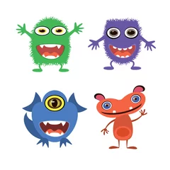 Fotobehang Set of cartoon monsters. Funny and funny monsters. © sasha15