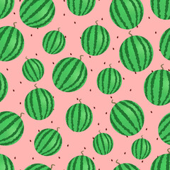 Seamless pattern of watermelon. Vector illustration