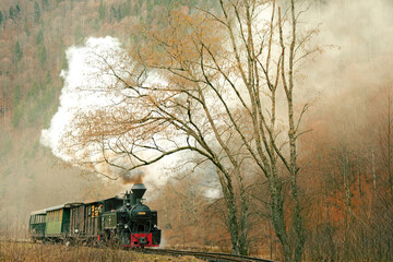 Autumn Steam Train Landscape Mocanita Romania
