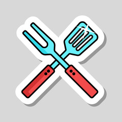 Big fork and spatula vector icon