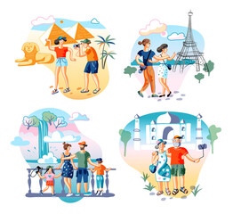 Tourism flat vector illustrations set