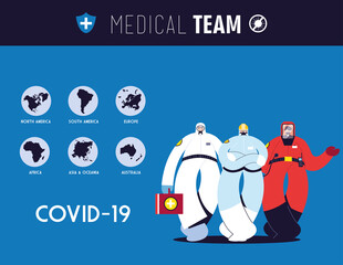 Frontline medical team working in different countries for health emergency