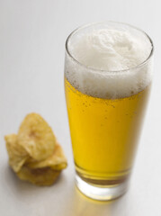 Lager and potato chip