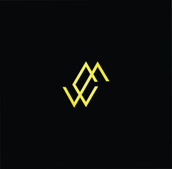 Minimal elegant monogram art logo. Outstanding professional trendy awesome artistic WM MW initial based Alphabet icon logo. Premium Business logo gold color on black background