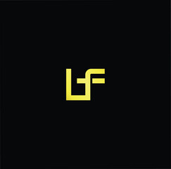 Minimal elegant monogram art logo. Outstanding professional trendy awesome artistic LF FL initial based Alphabet icon logo. Premium Business logo gold color on black background