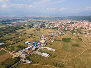 Aerial view of Petrich valley, Bulgaria
