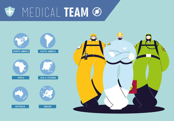 Frontline medical team working in different countries for health emergency