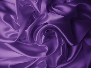 Beautiful smooth elegant wavy violet purple satin silk luxury cloth fabric texture with violet background design. Card or banner. Copy space