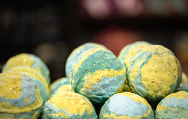 Handmade cosmetics salt bombs for the bath
