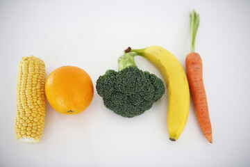 Fototapeta na wymiar A variation of fruits and vegetables
