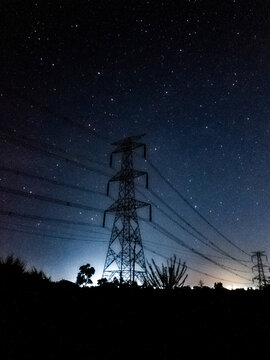 Power Lines At Night