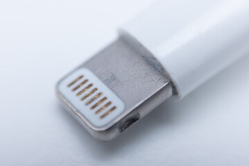 White computer charging cable