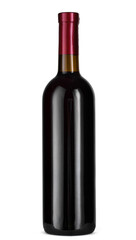 Wine bottle isolated on white background, front view