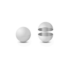 Shere shaped creative packaging. Steel ball . Vector illustration