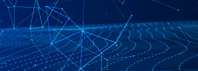 Digital technology background. Network connection dots and lines. Futuristic background for presentation design. 3d