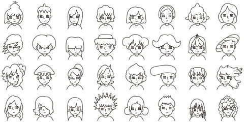 32種類の人物イラスト（白黒）1