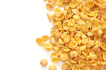 Corn flakes isolated on white. Top view
