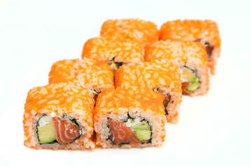 sushi on a white background