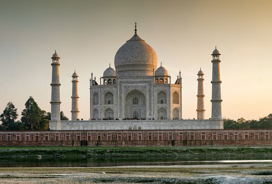 A view of the Taj Mahal from north bank of the Yamuna River