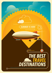 Traveling background with zeppelin. Vector illustration. © Radoman Durkovic