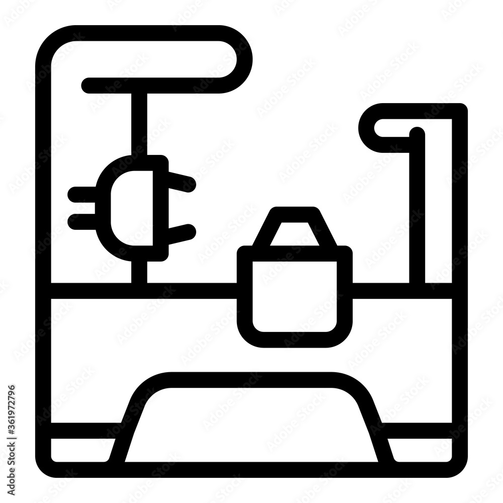 Poster factory lathe icon. outline factory lathe vector icon for web design isolated on white background