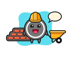 Hockey puck cartoon as a builder