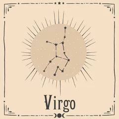 Room darkening curtains Retro sign occult astrology zodiac sign