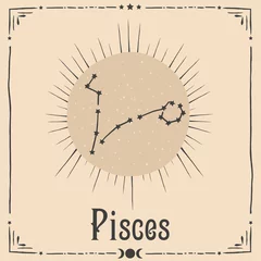 Peel and stick wall murals Retro sign occult astrology zodiac sign