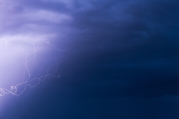 Lightning storm background with ligtening bolt