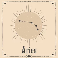 Abwaschbare Tapeten Retro Zeichen okkulte Astrologie Sternzeichen