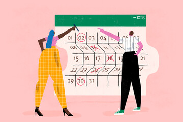 Workers planning timetable job calendar. Flexible schedule and time plan at work. © Antonio Rodriguez