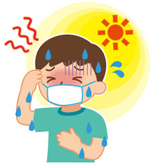 熱中症の症状　マスクをした子供