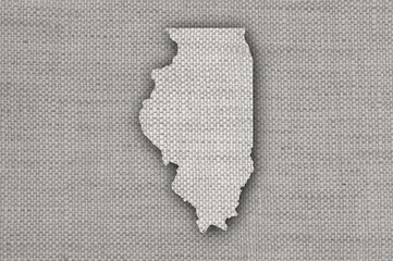 Karte von Illinois auf altem Leinen
