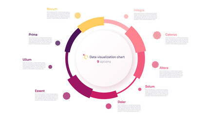 Fototapeta na wymiar Vector circle chart design, modern template for creating infographics, presentations, reports, visualizations