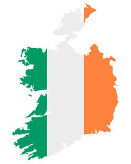 Fahne in Landkarte von Irland