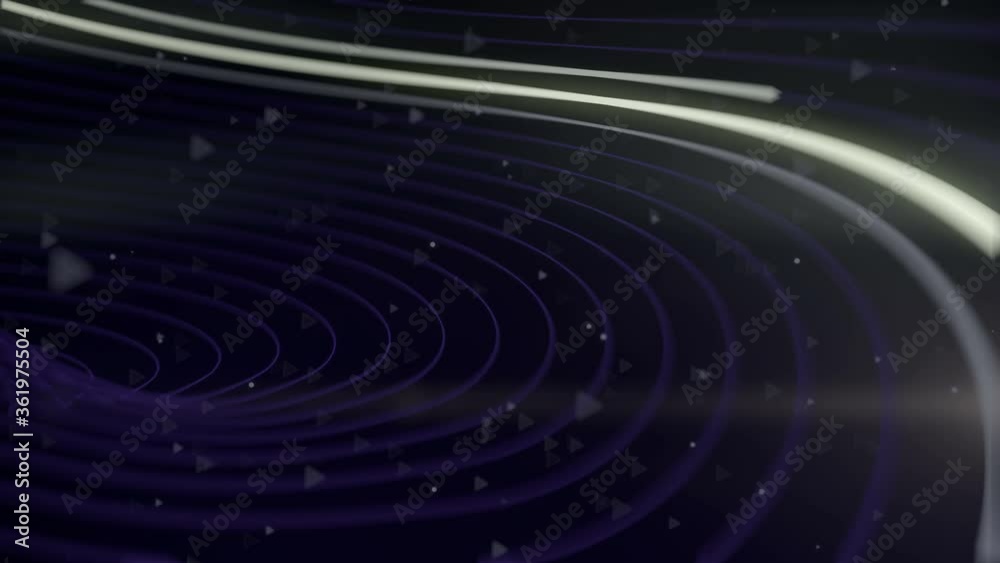 Fototapete modern pattern with deformed wavy wires and glowing lines 3d loop animation
