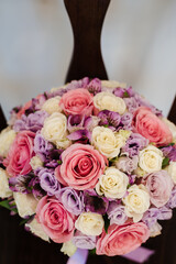 the bride's bouquet, bouquet of roses, wedding day