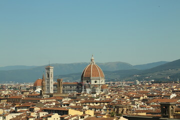 Fototapeta premium mountaintop view of Florence during June 2020 during the Covid-19 pandemic