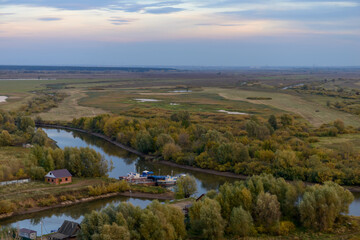 View of the confluence of the Toima river into the Kama river, Elabuga, Tatarstan, Russian...