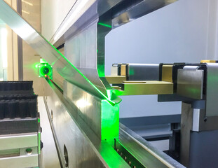 CNC bending machine. Modern metal bending machine for metal sheets. 