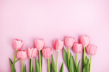 Pink tulips on pink background