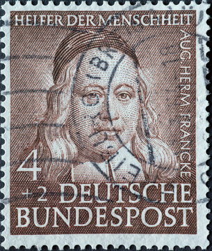 GERMANY - CIRCA 1953: a postage stamp printed in Germany showing an image of August Hermann Francke, circa 1953.