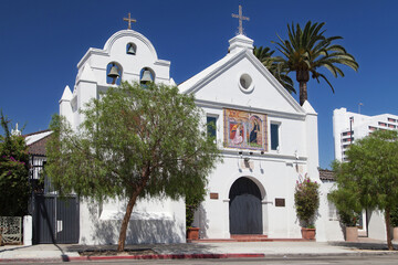 Fototapeta na wymiar Our Lady Queen of Angels Catholic Church in Los Angeles