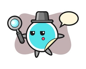 Sticker cartoon searching with a magnifying glass