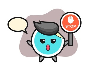 Sticker cartoon holding a stop sign