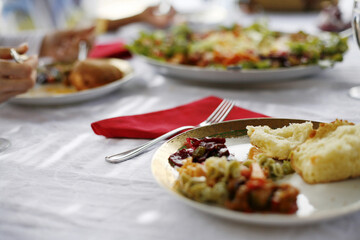 Dishes on table