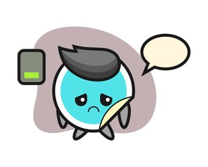 Sticker cartoon doing a tired gesture