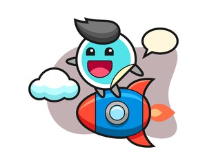 Sticker cartoon riding a rocket